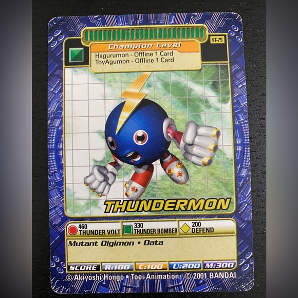 🔴2/$10 SALE🔴 Thundermon ST-75 2001 Digimon Trading Card - Picture 1 of 2